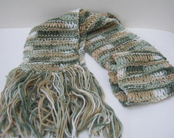 Knit Ribbon Scarf Sage Beige Knitted Scarf Hand Knit Scarf Winter Accessories Fashion Scarf Woman Teen Gift Idea