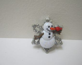 Snowman Christmas Pin Snowman Christmas Brooch Snowflake Pin Holiday Pin Winter Pin Woman Teen Gift Office Gift