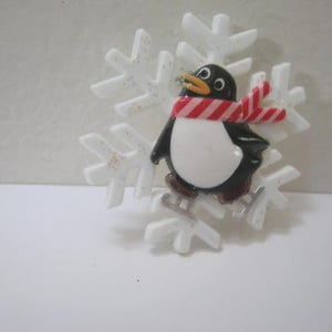 Handmade Penguin Christmas Pin With Snowflake Winter Pin Penguin Brooch Holiday Pin Snowflake Pin Woman Teen Gift Idea