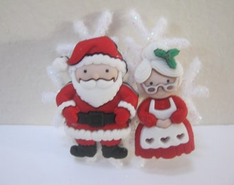 Handmade Christmas Pin  Mr And Mrs Clause Pin Christmas Brooch Santa Brooch. Mrs Clause Brooch Snowflake Brooch Woman Teen Gift Gift idea