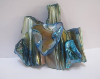 Blue Glass Brooch Glass Pin Fused Glass Brooch Abstract Brooch Unique Jewelry Woman Gift Idea One Of A Kind