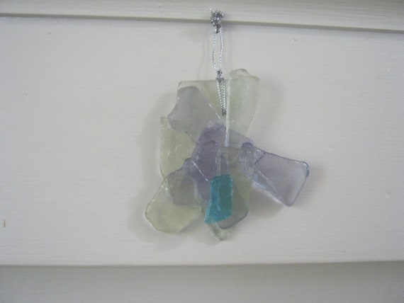 Stained Glass Wall Hanging Small Yellow Purple Blue Glass Wall Art Decorative Arts Wall Art Home Decor Gift Idea  OOAK