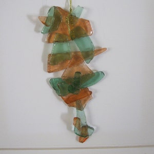 Mint Green And Coral Stained Glass Wall Hanging Decorative Arts Wall Decor Home Decor Wall Art Gift Idea OOAK