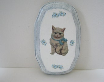 Cat Wall Hanging Decoupage Pet Wall Decor Gift idea One Of A Kind