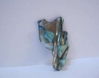 Green Glass Brooch Handmade Glass Pin One of A kind Brooch Abstract Brooch Fused Glass Brooch Woman Teen Gift Idea