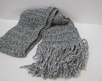 Chunky Gray Scarf Winter Accessories Hand Knit Scarf  Ribbon Scarf Winter Scarves Woman Teen Gift Idea