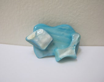 Abatract Glass Brooch Fused Glass Pin Blue Jewelry Fused Glass Brooch Gift For Her Gift Idea Woman Teen Gift One of A kind