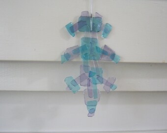 glass wall hanging blue purple art glass wall decor stained glass wall decor wall art gift idea one of a kind