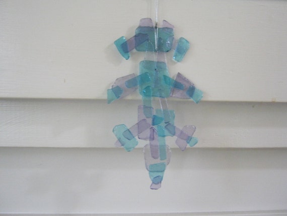 glass wall hanging blue purple art glass wall decor stained glass wall decor wall art gift idea one of a kind