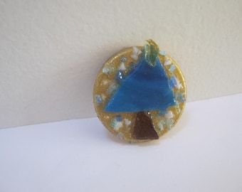 Fused Glass Christmas Tree Pin Fused Glass Christmas Tree Brooch Glass Christmas Pin Holiday Pin Woman Gift Idea Handmade Christmas Pin