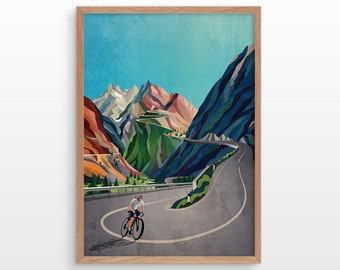 Cycling art print. The moment before the ascent.