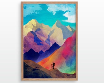 Woman hiker fine art print. A special memory that stays on the wall forever.