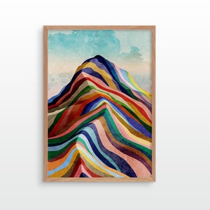 Landscape art print. Rainbow ridge. Mountain print.