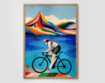 Cycling print. Ideal print for decorating your living room or office.