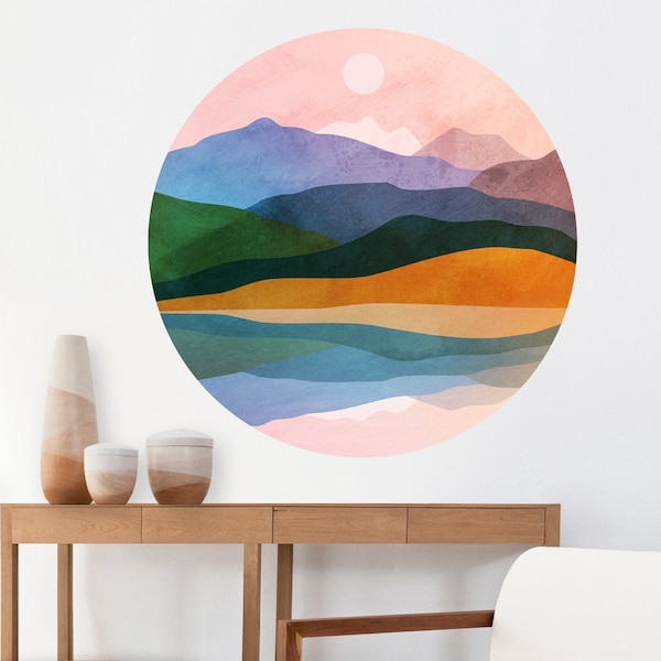 Ocean Landscape Wall Decal: Self-Adhesive Fabric, Removable