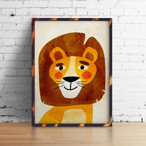 Löwen Illustration Kunstdruck Kinderzimmer Dekor