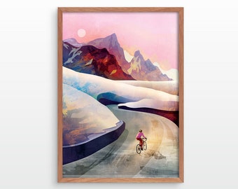 Mountain Cycling Art Print: Gift for a cyclist