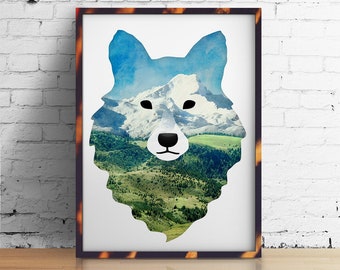 Wolf art print.