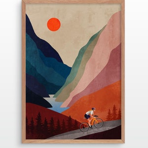 Radfahren Kunstdruck. Radfahrerin. Tolles Geschenk für Radfahrer.