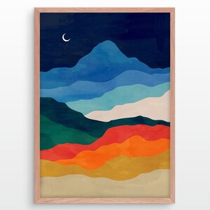 Buonanotte, stampa artistica di un paesaggio.