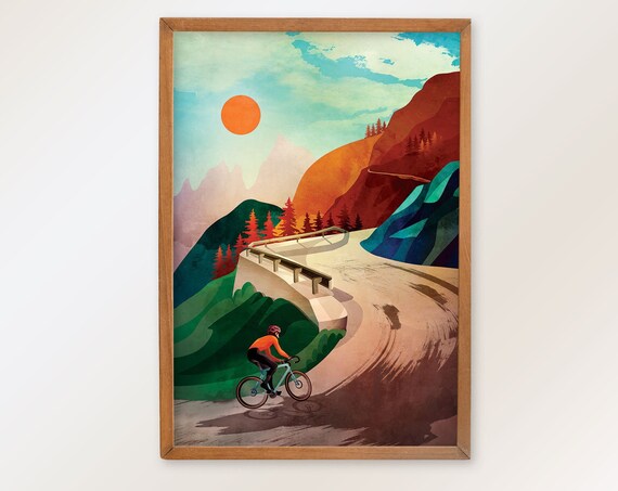 Cycling art print. Cycling in the Fall.
