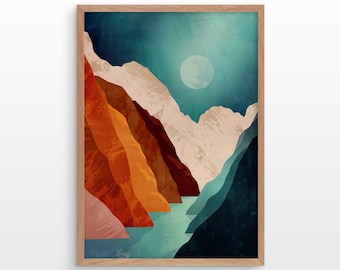 Canyon Mountain landscape art print. Great gift for a hiker.