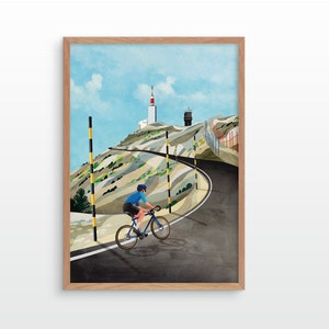 Cycling art print. Mount Ventoux epic climb.