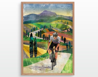 Tadej Pogačar Strade Bianche Print: Slovenian Cycling champion