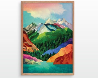 Landscape art print. Mountain art print.