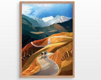 Mountain Cycling Art Print: Gravel Road Bike Ride