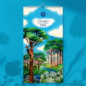 Calendario de pared de naturaleza 2026: Arte paisajístico ilustrado