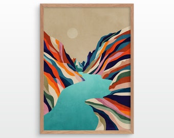 Canyon River Art Print: Colorful Mountain Landscape