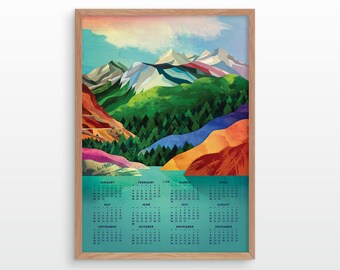 2024 Mountains by the Lake wall calendar. Wall decor for your home or office.