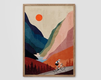 Cycling art print. Great gift for a cyclist.