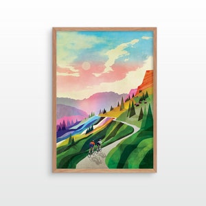 Cycling Couple art print. Gravel  ride in Dolomiti.