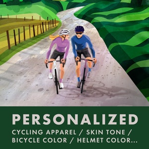 Personalisierter Radsport Kunstdruck. Alpenradler. Großartiges Geschenk für Radsportler Paar.