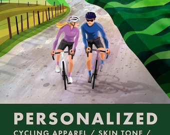 Personalized Cycling Art Print: Couple's Gift