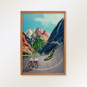 Radfahren paar Kunstdruck. Perfektes Geschenk für ein Radsport Paar. Wohnschmuck für begeisterte Radfahrer.
