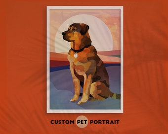 Custom pet portrait illustration. Portrait from photo. Personalized gift for pet lovers.