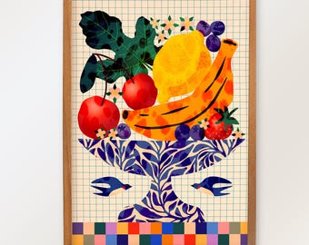 Bowl of fresh fruit. Fine art print for decorating your home or office.