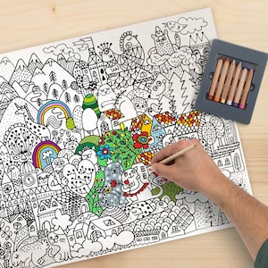 Large Coloring Poster, Large Kids Coloring Poster, Adult Coloring Page, Kids Coloring Page, Coloring Pages, Arts and Crafts, Gift cat lover