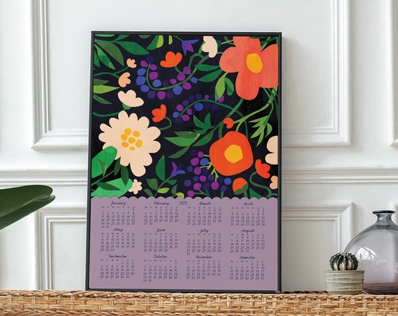 Floral 2023 wall calendar. Wall decor.