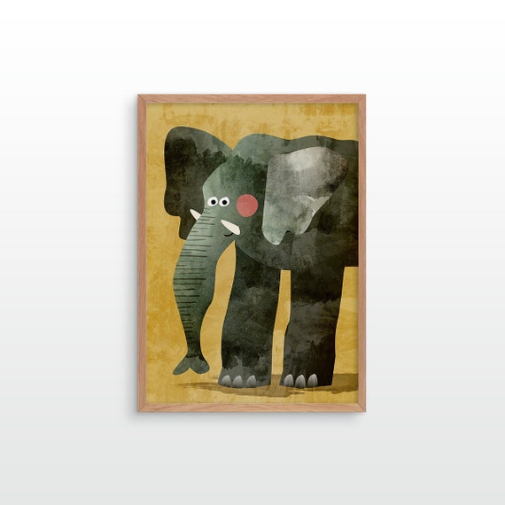 Elephant nursery print. Beautiful archival print for your wall.