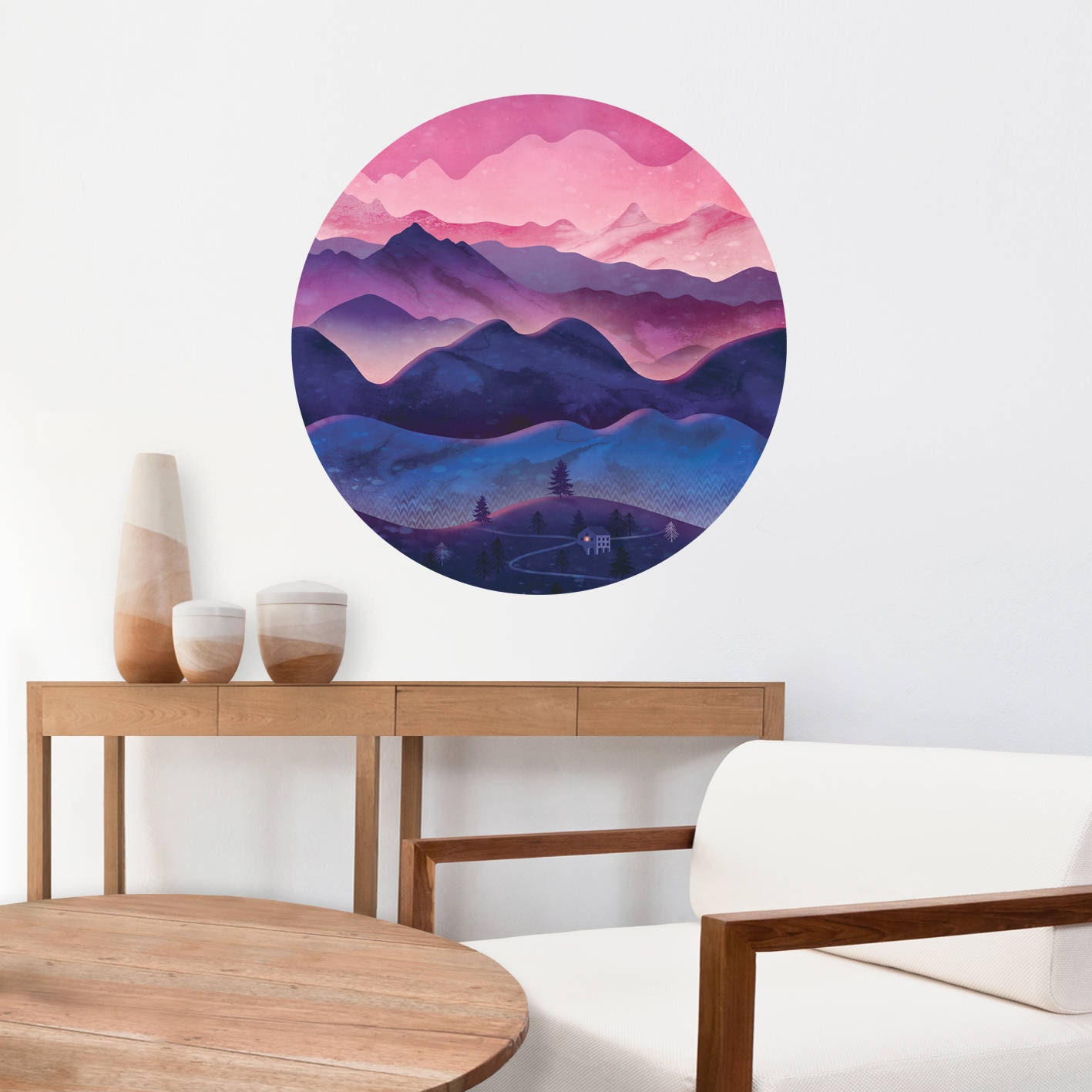Berge Mauerdekal Wanddekoration Purple Circle Wall Etsy