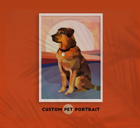 Custom pet portrait illustration. Portrait from photo. Personalized gift for pet lovers.