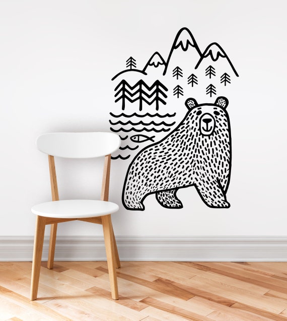Bear wall decal wall sticker wild animal mountains Etsy