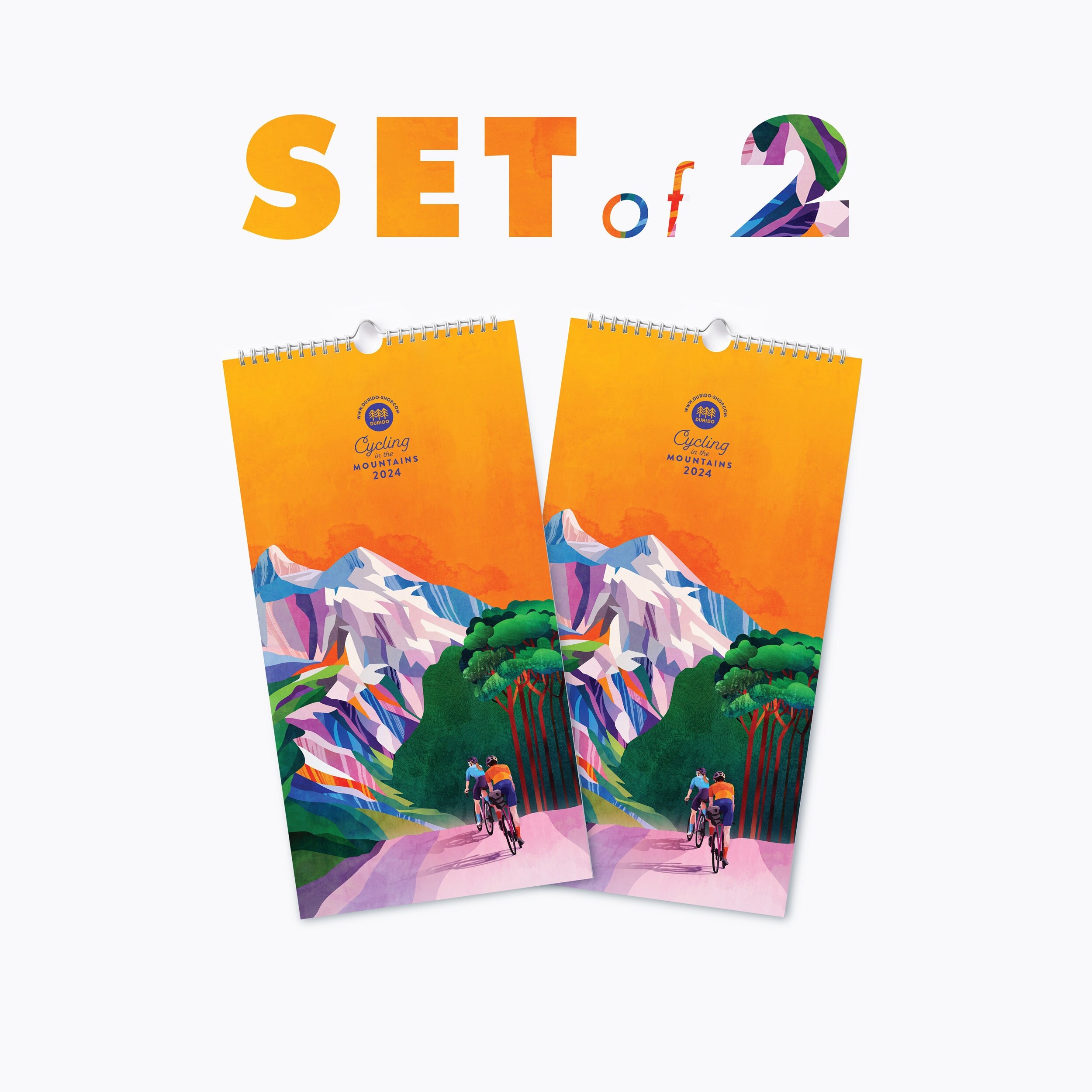 Set of 2. Cycling 2024 wall calendars. Perfect wall decor or a gift for