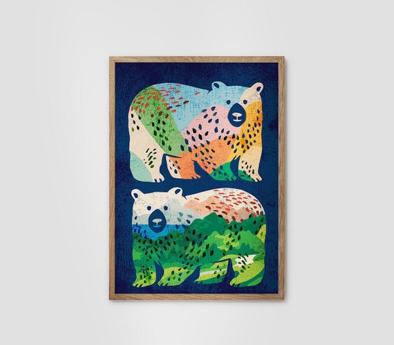 Bear friends forever.  Art print.