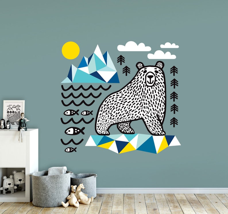 polar bear wall decal. perfect wall sticker for your room. it | etsy