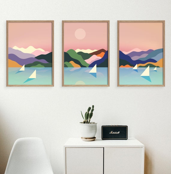 Sailing fine art prints. Set of three sailing prints. Perfect gift for sailors and all the lovers of the open sea and beautiful sunrises.
